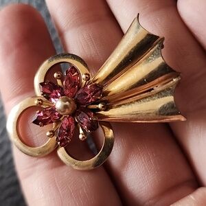 VTG Gold Filled Amco Pink Floral Brooch